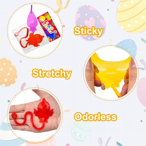 Easter Basket Goodie Bag Stuffers Party Favors for Kids,36 Pack Sticky Hands Toys Gifts for Toddlers,Easter Egg Pinata Treat Bags Fillers,Non Candy Classroom Prizes Essentials Stuff for Boys Girls