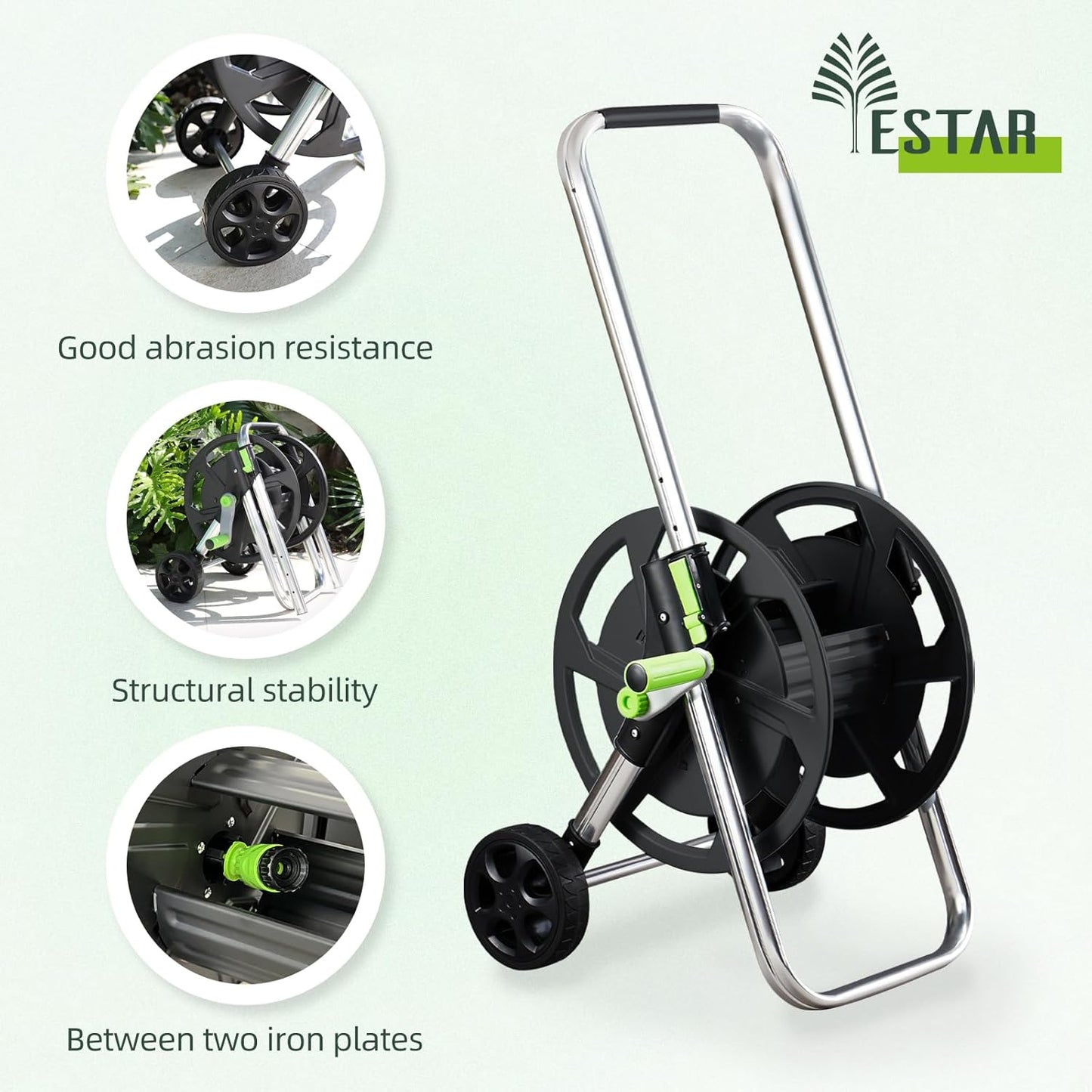 Skiennix Garden Hose Reel Cart - Portable Design with Wheels | Holds 75-150 Feet of 5/8-Inch Hose