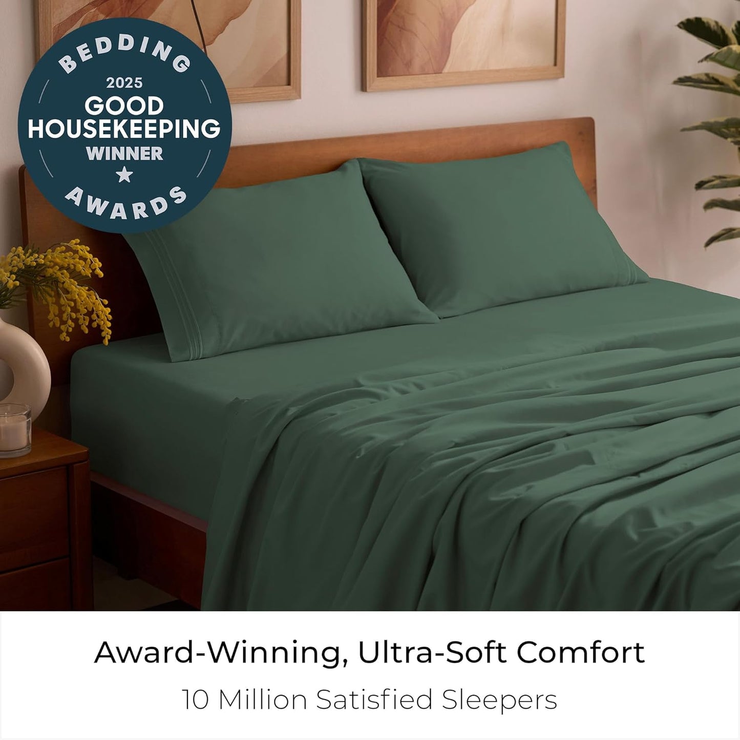 Mellanni Queen Sheets Set - 4 PC Hotel Luxury Bedding | Extra Soft, Cooling, Wrinkle-Resistant (Emerald Green)