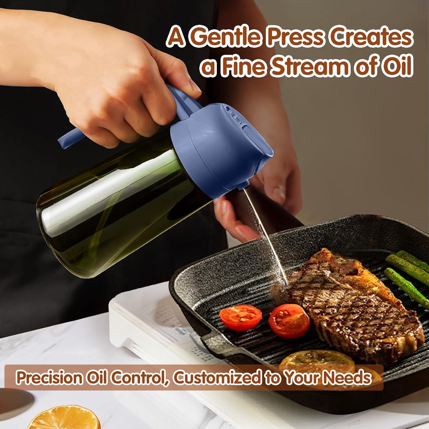 YARRAMATE 2Pcs 16oz Dark Green Oil Sprayer - Food-Grade Olive Oil Dispenser for Cooking & BBQ