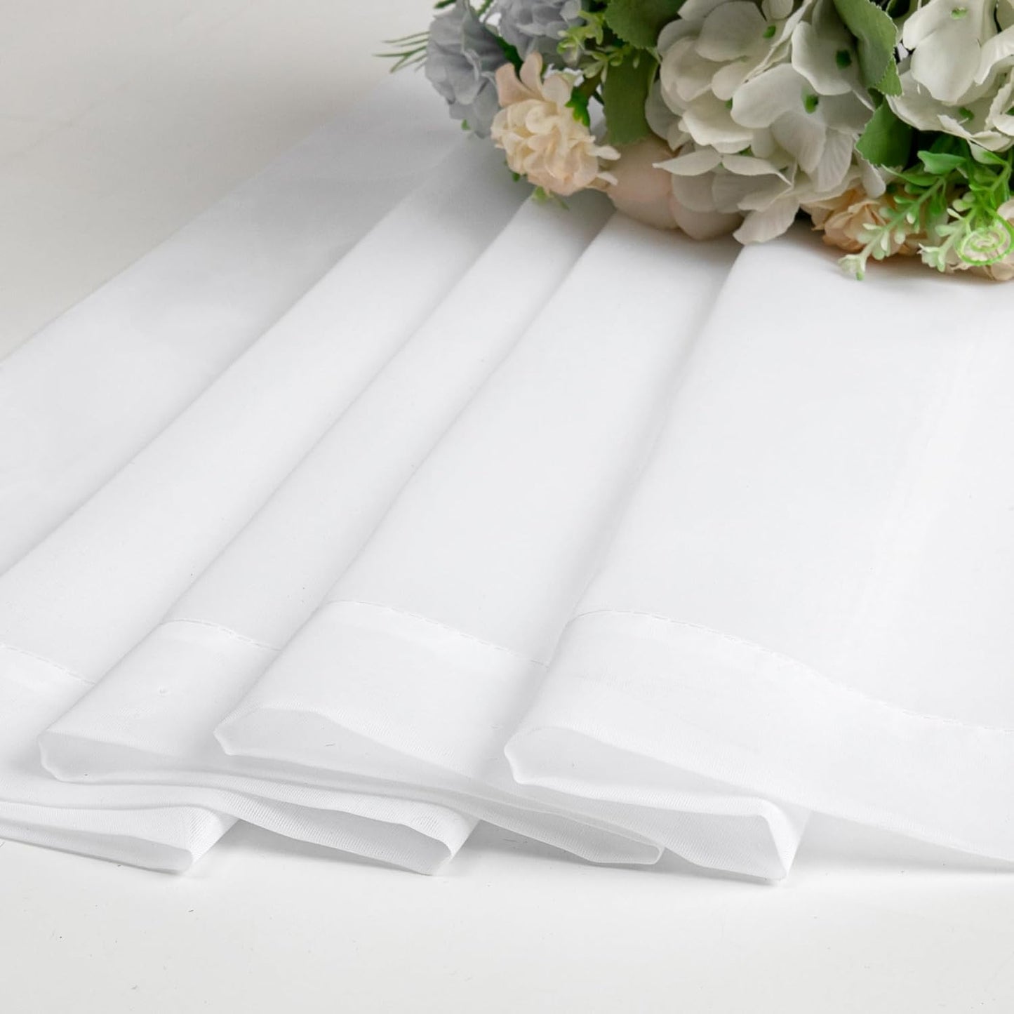 OWENIE Sheer Curtains - 84-Inch Long Voile Drapes for Living Room/Bedroom - White, 2 Panels (42" W Each)