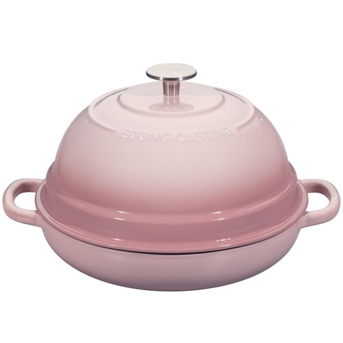 EDGING CASTING Enameled Cast Iron Dutch Oven Pot with Lid, Round Bread Oven for Homemade Sourdough Bread Baking, 6 Quart, Pink