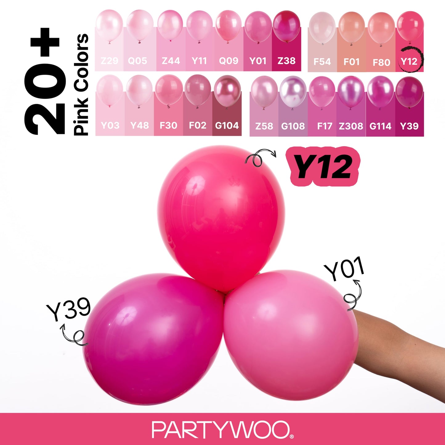 PartyWoo Hot Pink Balloons 123 pcs Different Sizes of 18 12 10 5 Inch Magenta Fuchsia Balloon Arch Kit Garland for Baby Shower Wedding Bridal Shower Anniversary Birthday Party Decorations Pink-Y12