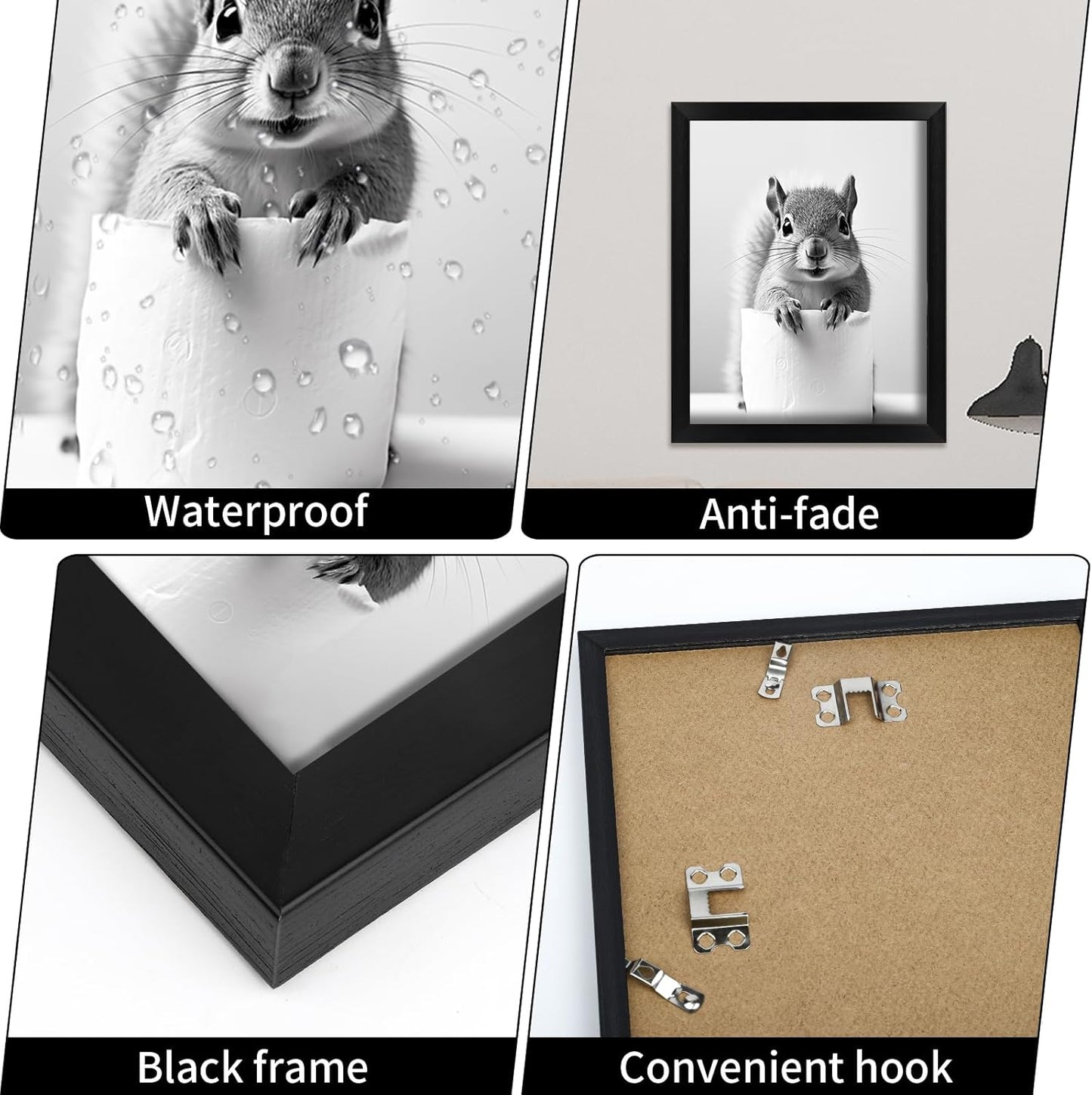 Skiennix Funny Bathroom Art - Aesthetic Black and White Framed Wall Decor | Perfect for Any Bathroom
