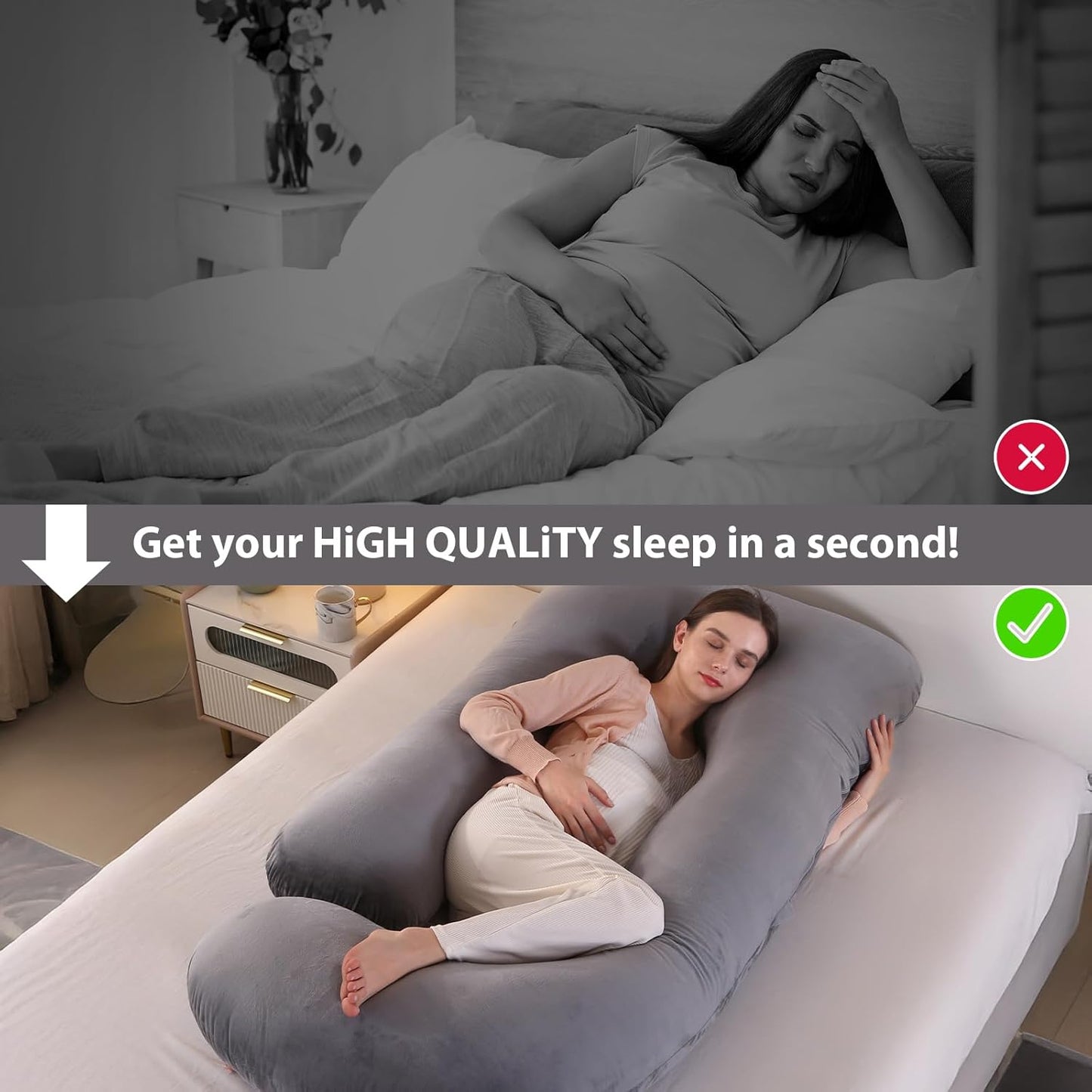 Victostar Pregnancy Pillow - 57-Inch U-Shaped Maternity Pillow for Full Body Support & Comfort
