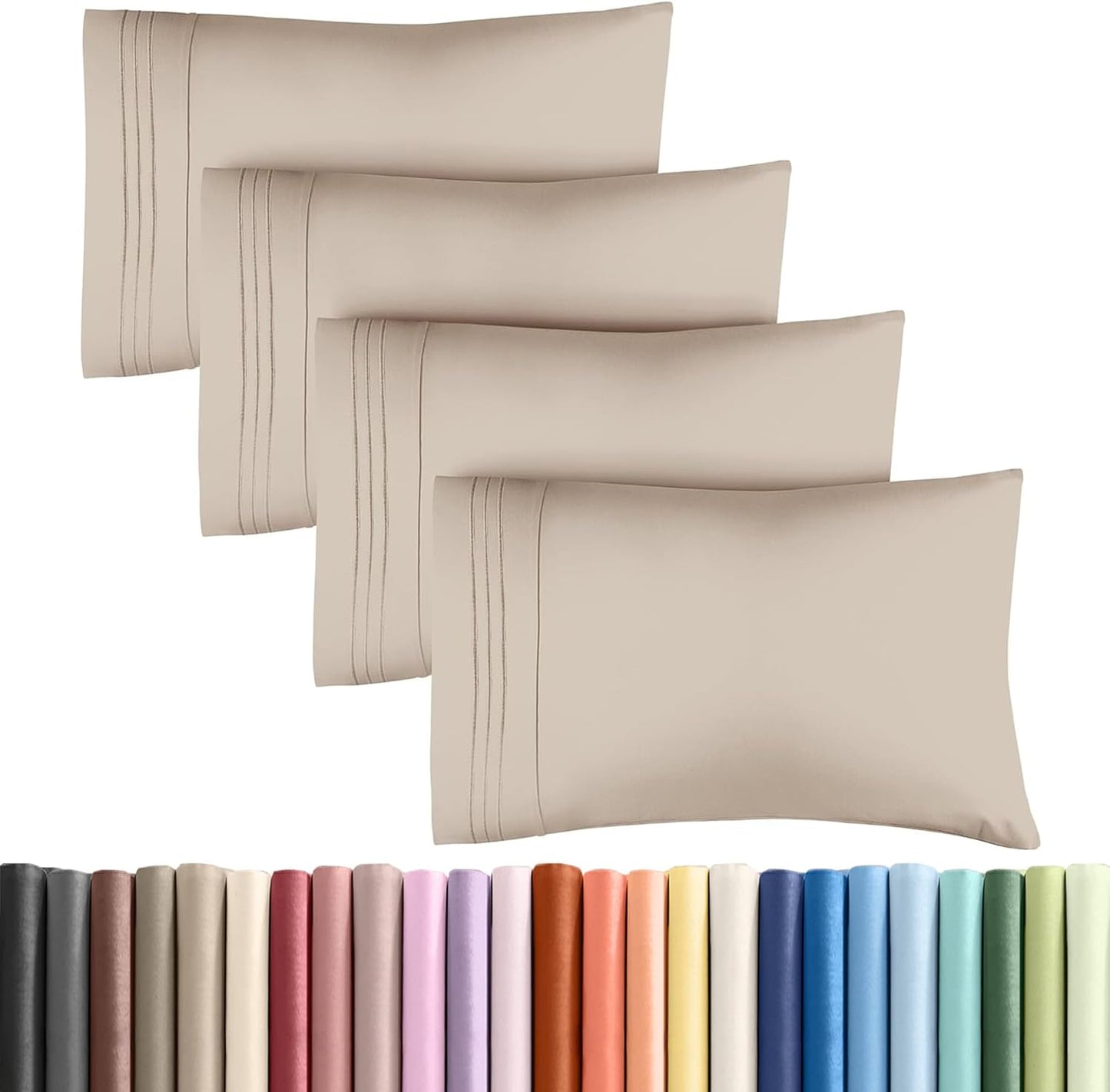 King Pillow Cases by [Brand Name] - Ultra Soft Hotel Quality Covers | Cozy, Wrinkle-Free & Fade Resistant - 4 Piece Set in Wheat