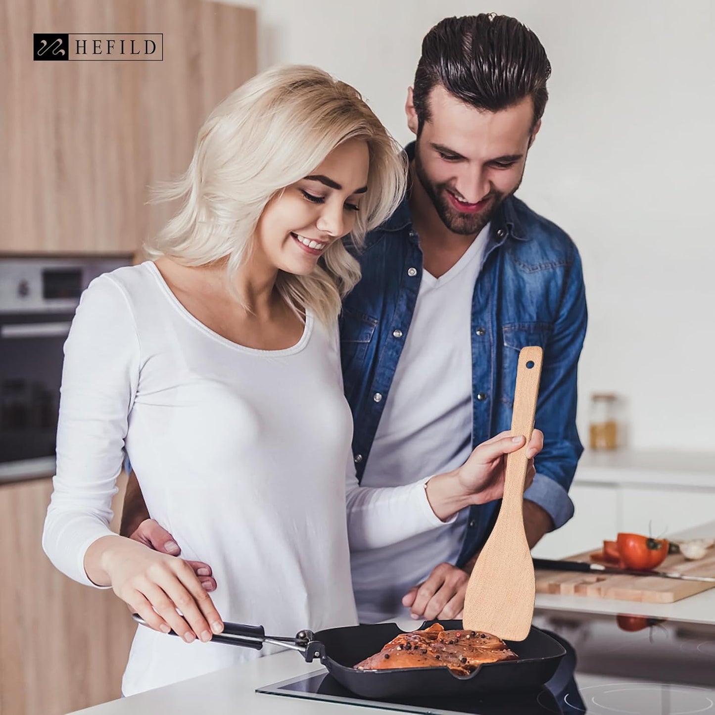 Wooden Spatulas by [Brand Name] - 13-Inch Uncoated Beech Wood Turners for Non-Stick Cookware | Durable & Non-Scratch