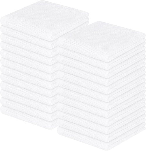 Homaxy 100% Cotton Dish Cloths - Ultra Soft, Absorbent & Quick Drying | 12 x 12 Inches, 24-Pack, White