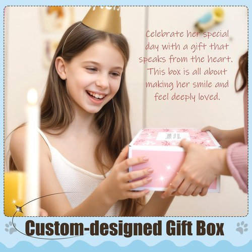 HIDDEN NUTS Birthday Gift for Teen Girls, Happy Birthday Box for Girl, Cute Preppy Stuff for Tween Girls, Christmas, Cute Daisy Aesthetic Glass Cups Tumbler Teen Gals Gifts Set 8pcs