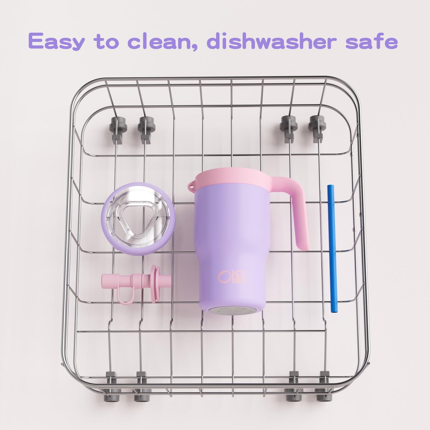 OISIZ 14oz Kids Tumbler with Straw Lid & Handle,Kids Cup with Animal Accessory for School,Kids Water Bottles with Dust-proof Cover,Leakproof Water Bottles,316 Stainless Steel,Keep Cold 24 Hours-purple