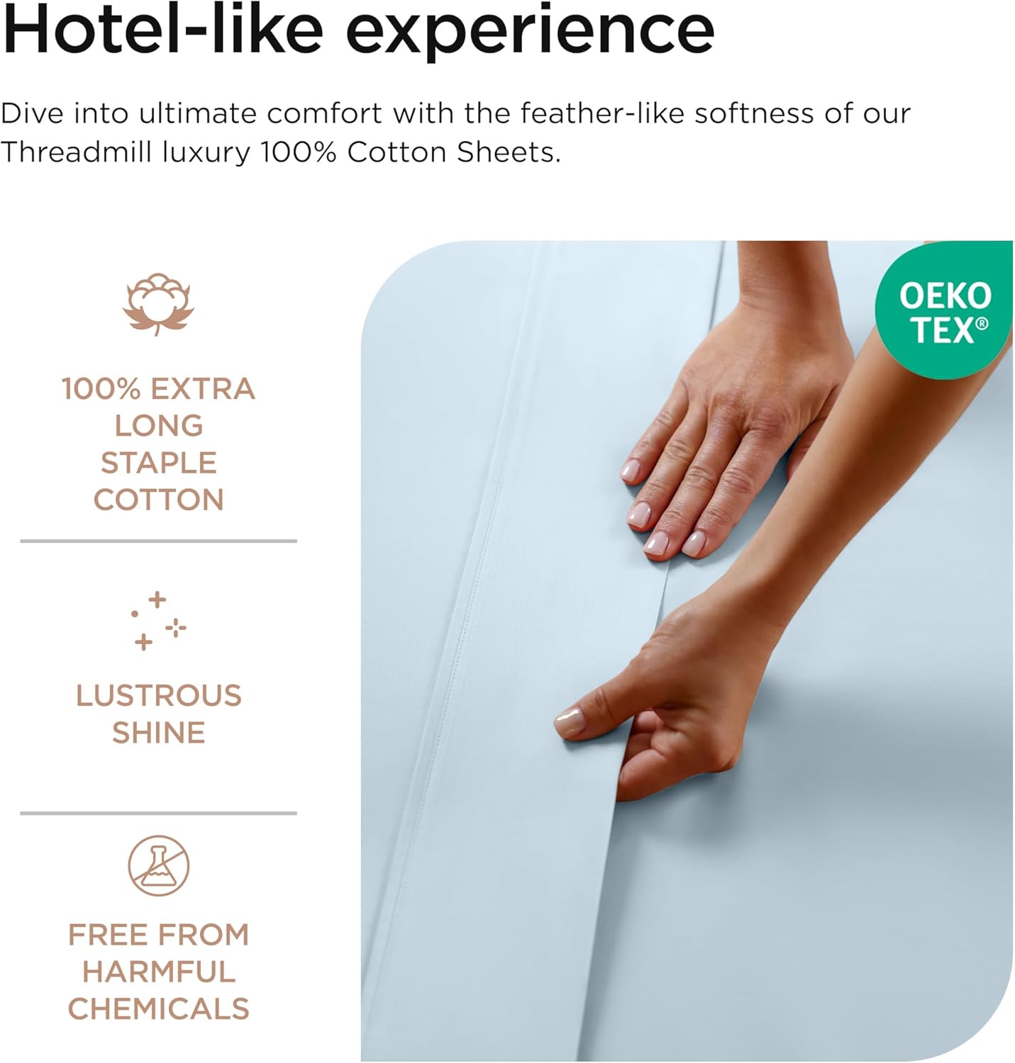 Threadmill Luxury 800 Thread Count Cotton Sheets - Soft Sateen Weave Twin XL Bedding Set | Light Blue, 3-Pc, 15" Deep Pocket