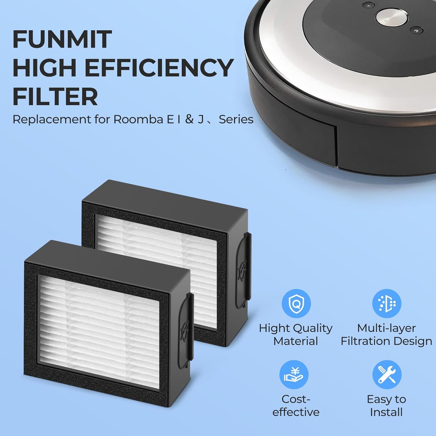 Roomba Filter Replacement - High Efficiency 6-Pack for E, I & J Series | Includes Cleaning Brush