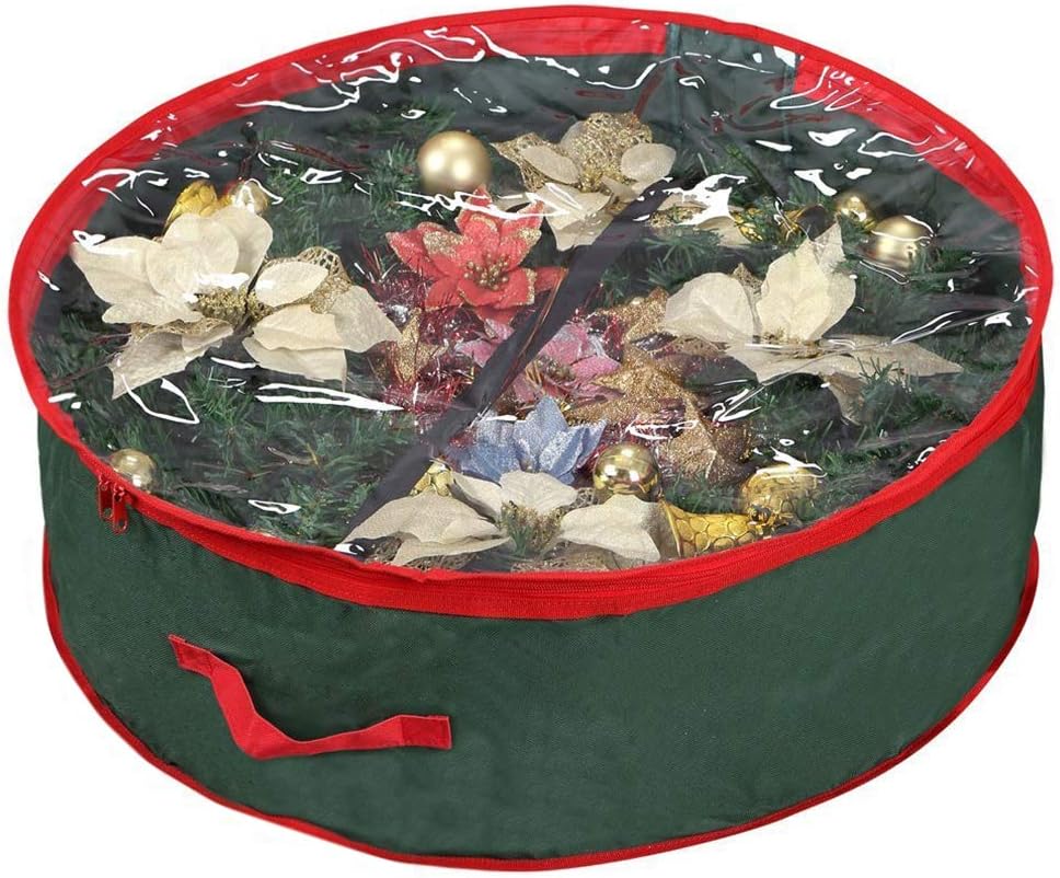 Primode Wreath Storage Bag 30" - Durable 600D Oxford Container with Clear Window for Easy Holiday Storage | Green