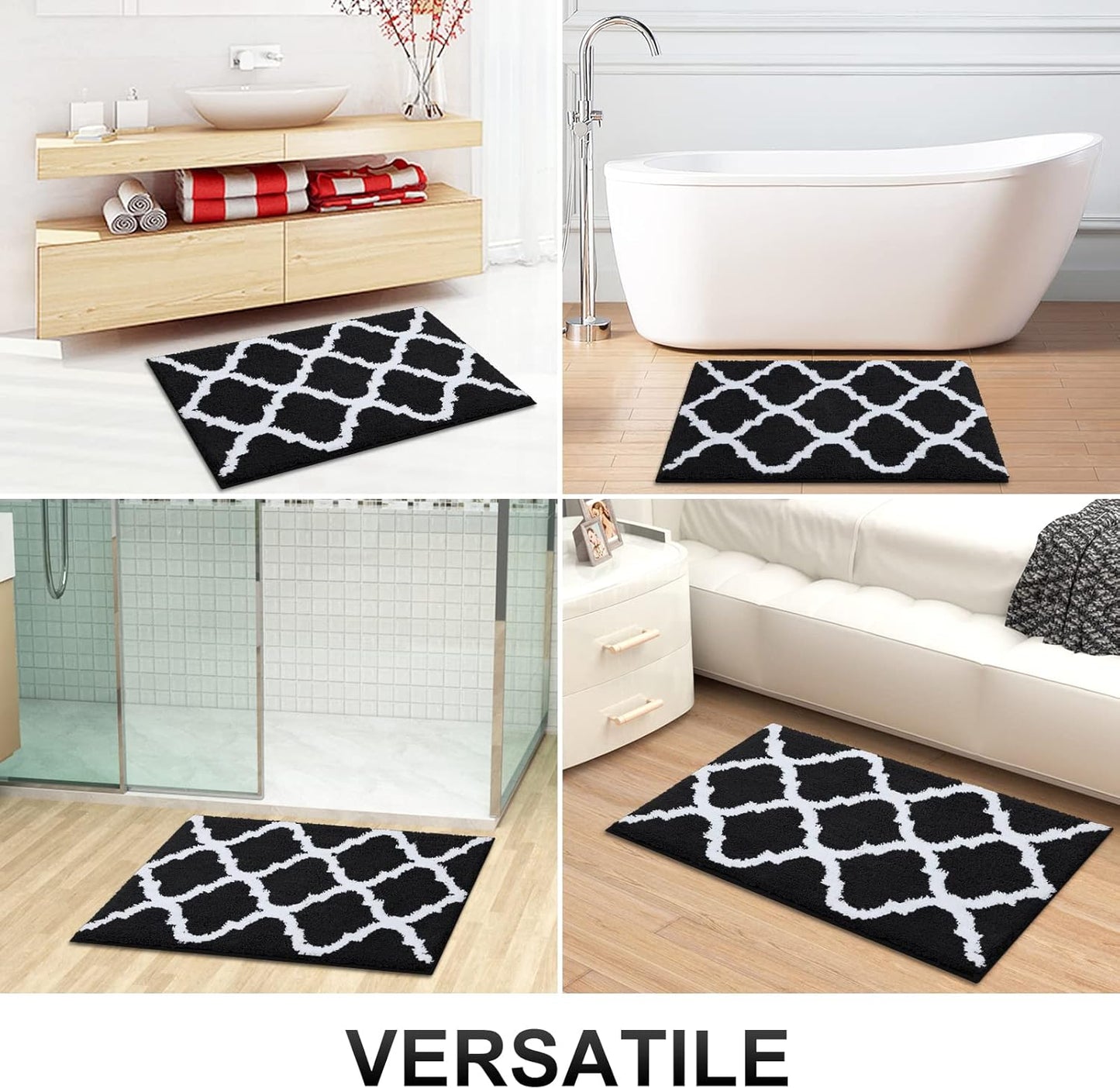 OLANLY Bathroom Rugs - Soft, Absorbent Microfiber Bath Mats | Non-Slip, Machine Washable, 30x20, Black