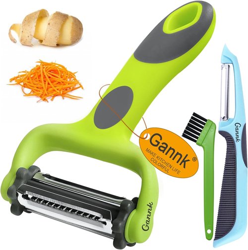 GANNK 3-in-1 Potato & Vegetable Peeler - Versatile I & Y Blade Design for Effortless Peeling