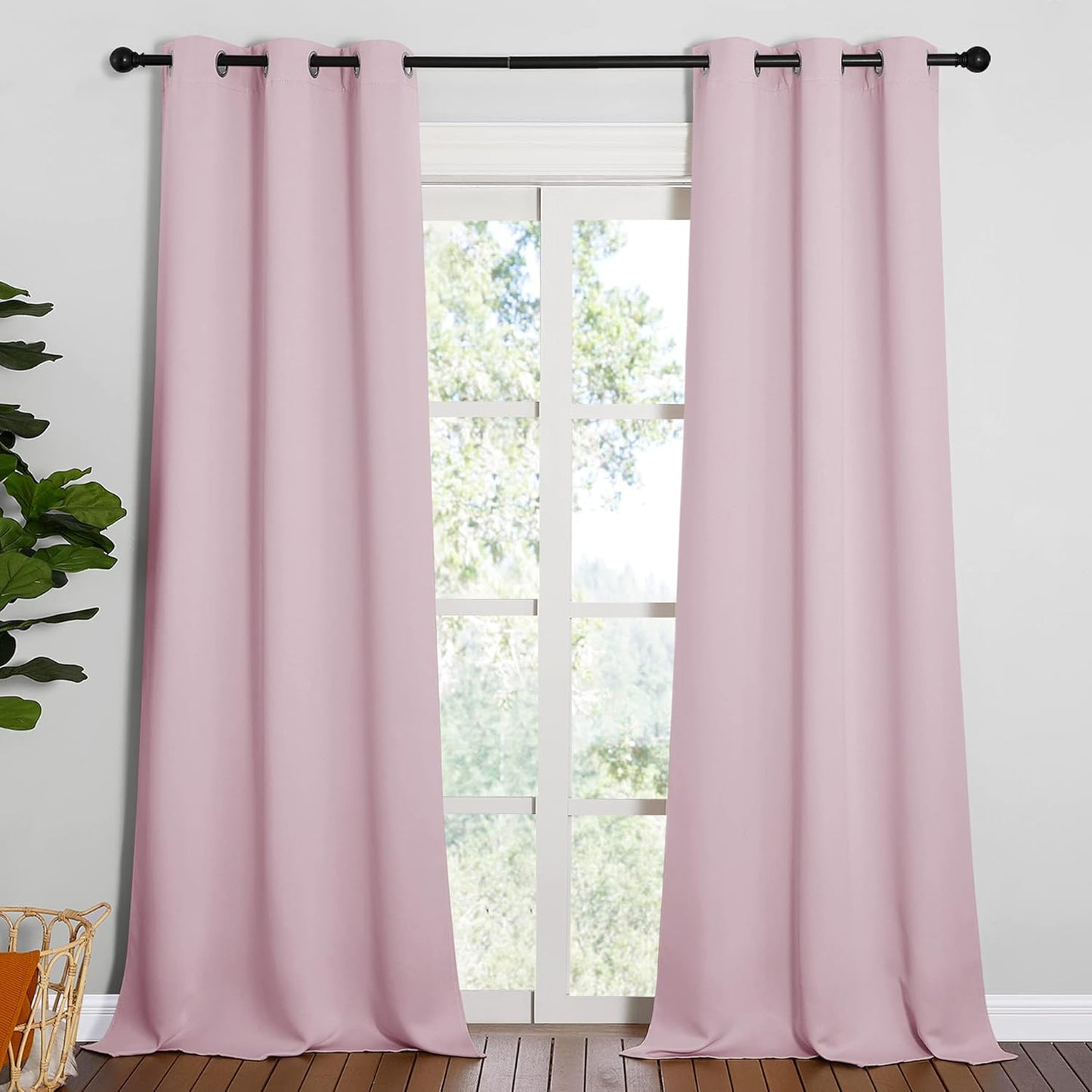 NICETOWN Room Darkening Drapes - Light Blocking Curtain Panels for Girls' Bedroom | Lavender Pink, 42" x 95" (1 Pair)