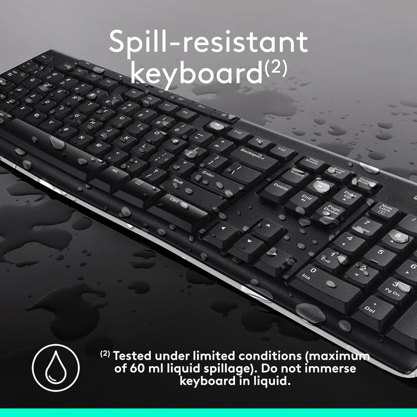 Logitech MK270 Wireless Keyboard & Mouse Combo - Compact Design, 2.4 GHz, 8 Multimedia Keys, Black