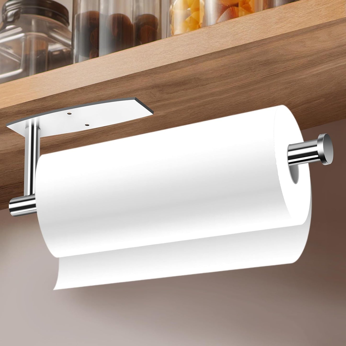 Skiennix Paper Towel Holder - Wall-Mounted, Self-Adhesive, Rustproof SUS304 Stainless Steel - 13.2In for Kitchen & Bathroom