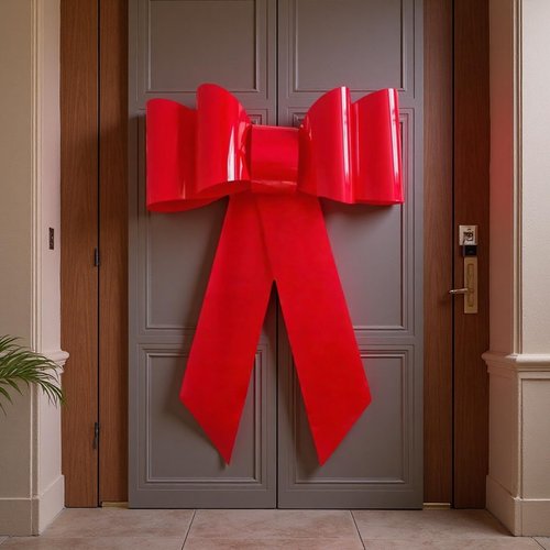 30 Inch Giant Car Bow by [Brand Name] - Big Red Bow with 2 Small Pull Bows for Door Decor & Parties