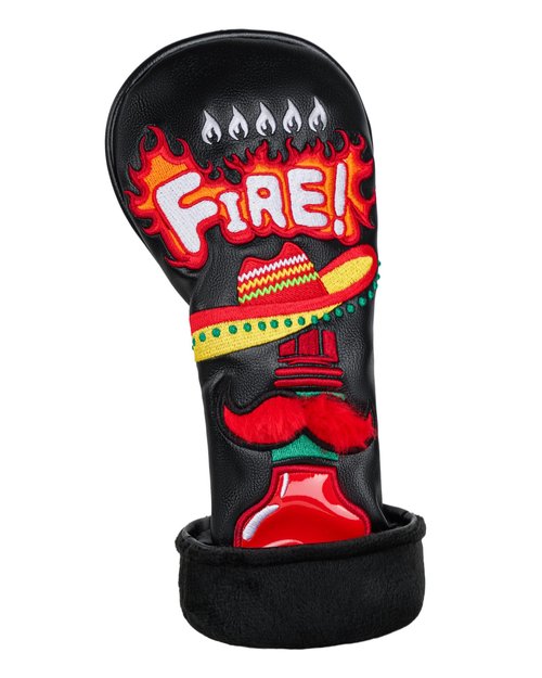 Golf Headcovers Golf Club Head Covers Chili Peppe - Mexico Style Premium Leather Driver Fairway(FW) Wood Hybrid(UT) with Number Tags Taco Fire Chili Sauce Pattern (Hybrid Head Cover)