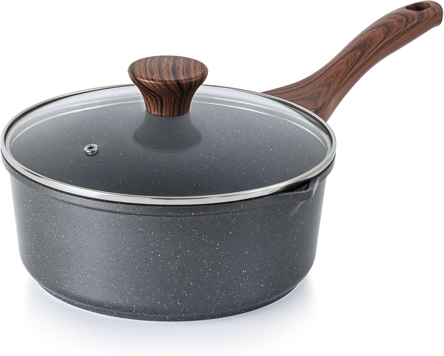 SENSARTE Nonstick Sauce Pan - 3.0 Quart Swiss Granite Coating | Induction Compatible with Lid