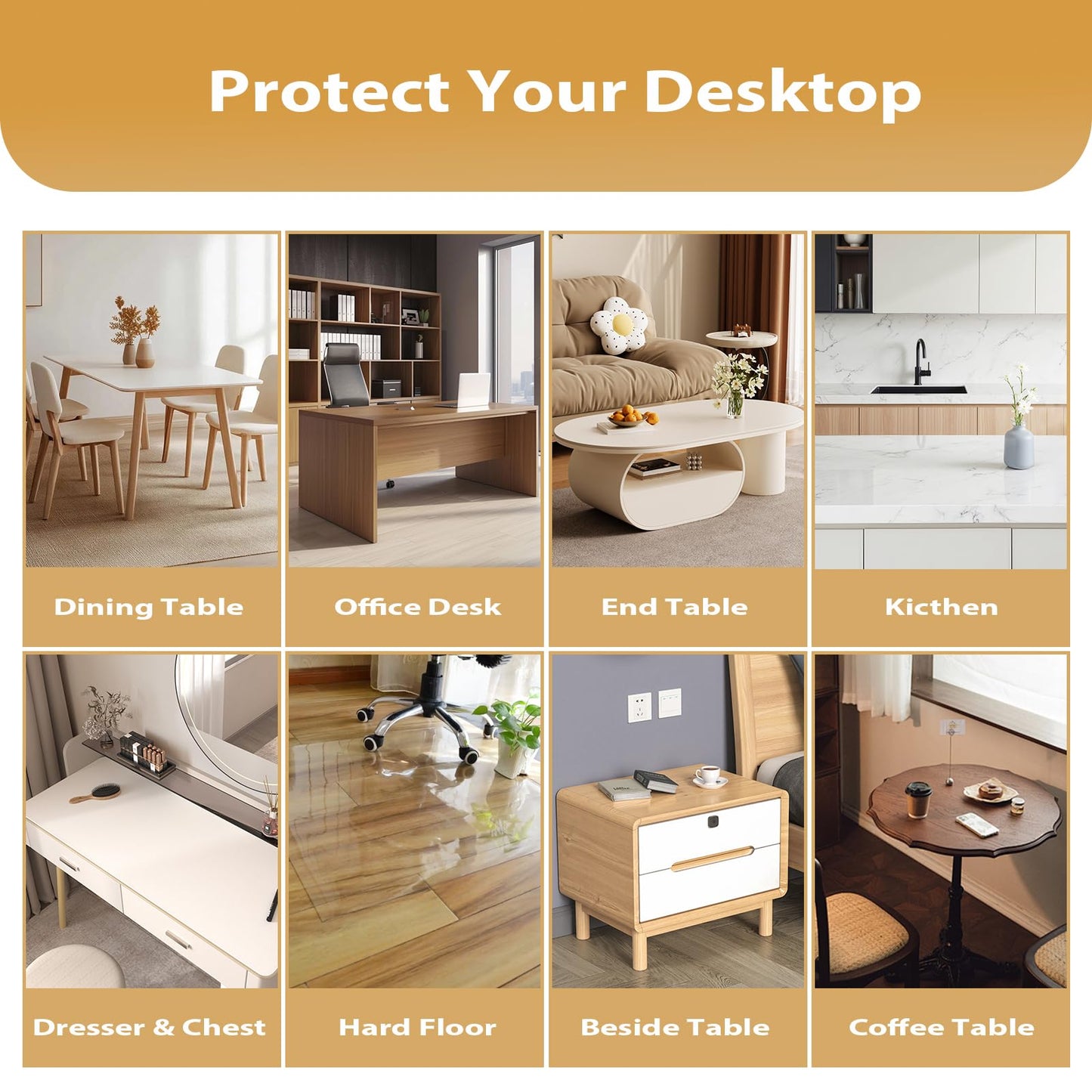 ProsperJoyChant Clear Table Protector 36 x 60 Inch, 1.4mm Thick Waterproof PVC Plastic Table Cover, Durable Table Pad for Dining Room, Kitchen, Writing Desk, and Coffee Tables