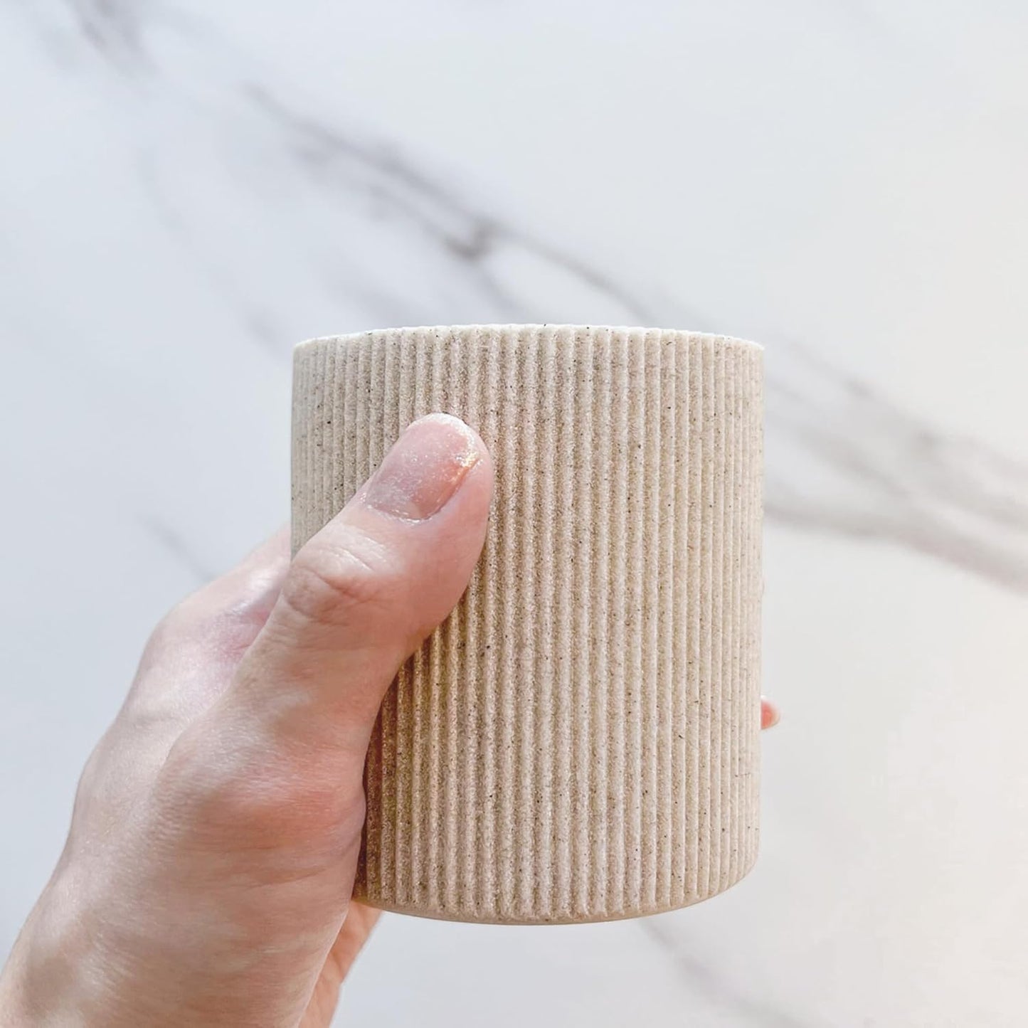 Skiennix Toothbrush Holder - Modern Boho Farmhouse Style, Small Sand Beige, Multi-Purpose Organizer
