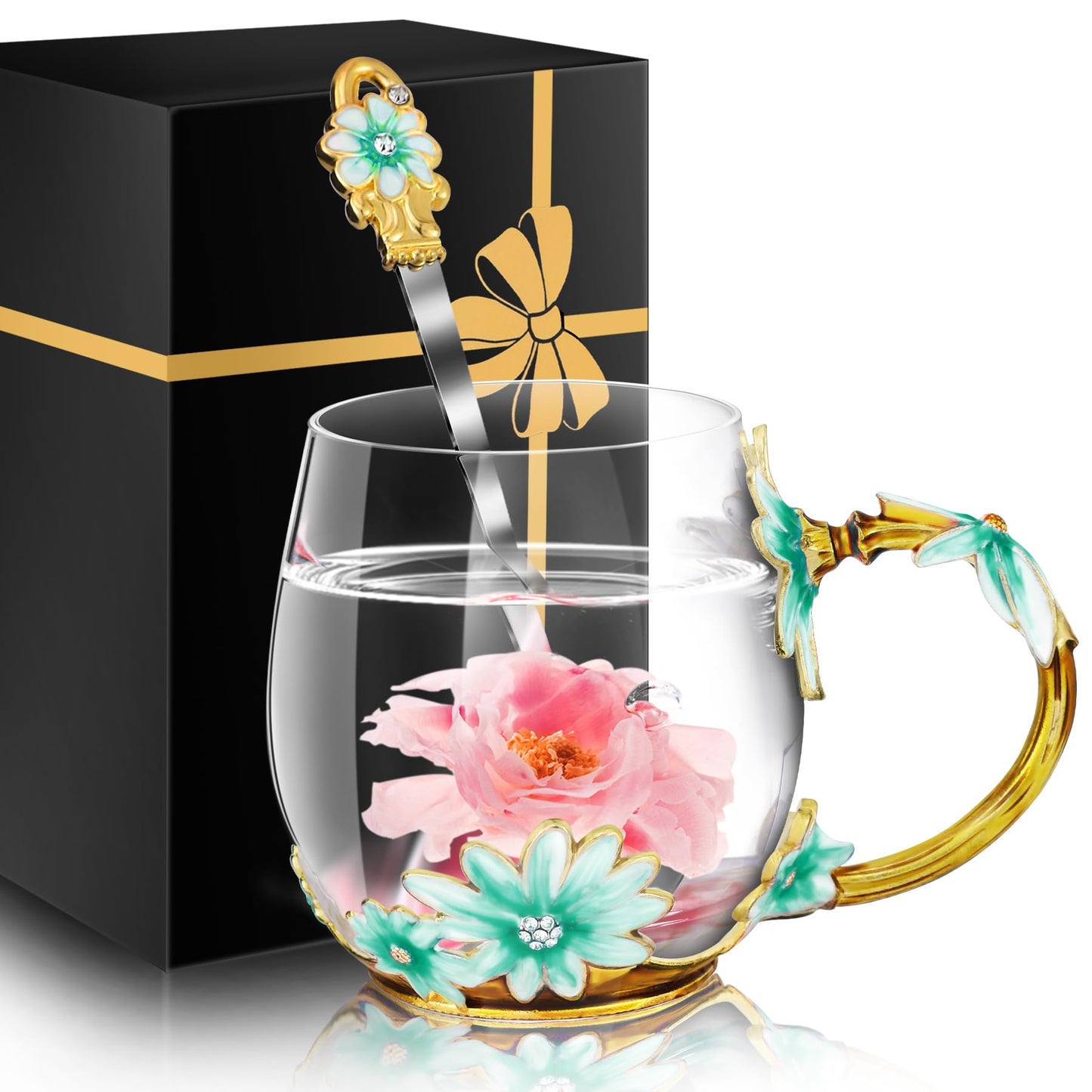 Women Glass Tea Coffee Pretty Cup Set Cute Mug Christmas Xmas Birthday Gift Ideas New Step Bonus Mom Daughter Son Law Unique Who Have Everything Want Nothing Good Special Busy Useful Adult Present