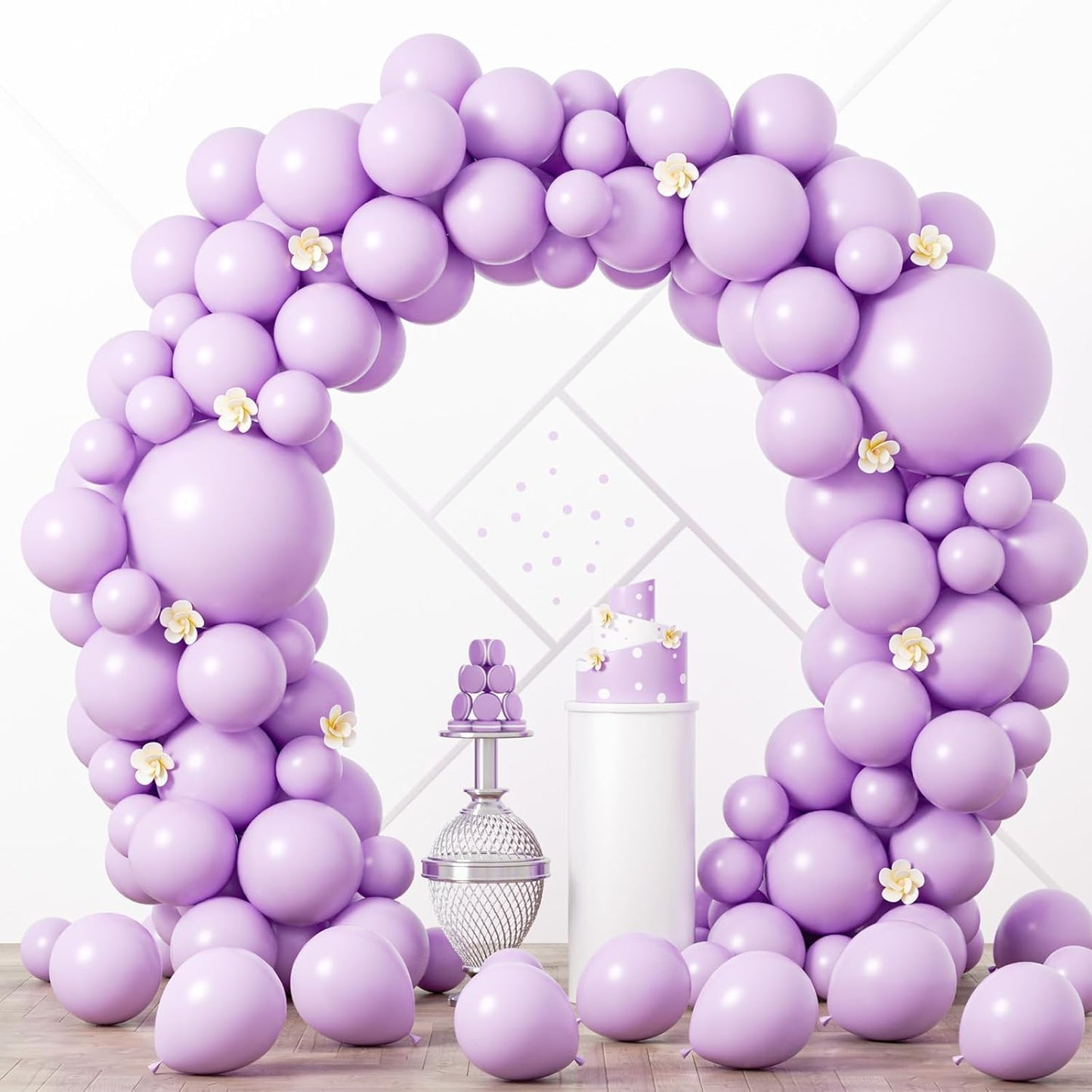 Voircoloria Pastel Purple Balloon Garland Kit - 90 Pack in Various Sizes for Graduation, Weddings & Parties