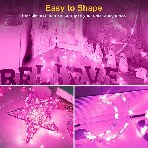 btfarm Valentine's Day 12 Pack Pink Fairy Lights Battery Operated 3 Modes, 7ft 20 Led Twinkle String Lights Waterproof, Bulk Small Mini Light for Mason Jars Christmas Vases Wedding Table Decorations