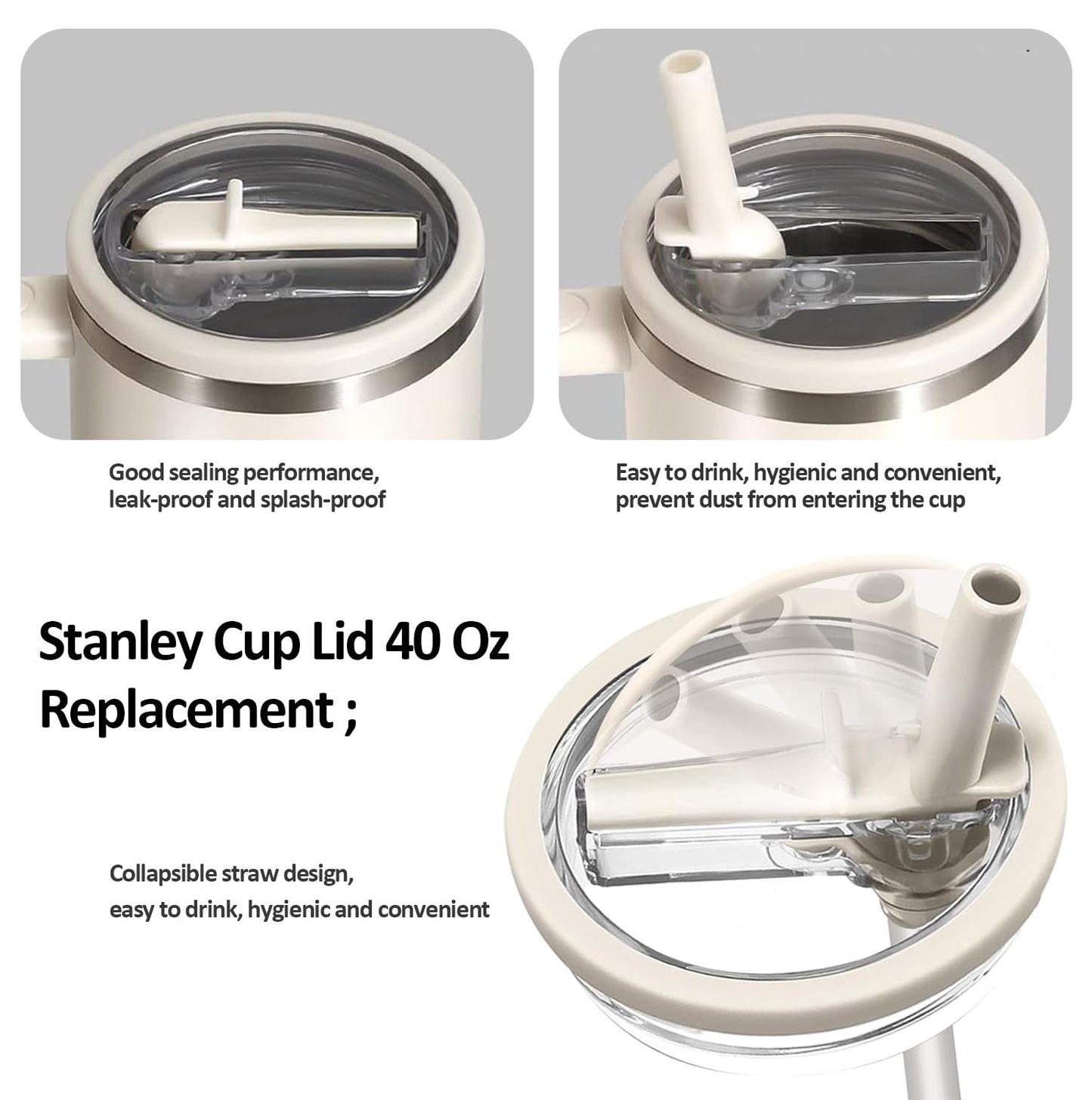 Stanley Lid Replacement 40 oz Cream 2.0 no Spill Lid Leak Proof Spill Proof Cup Lid Stanley Quencher Cup Lid Accessories