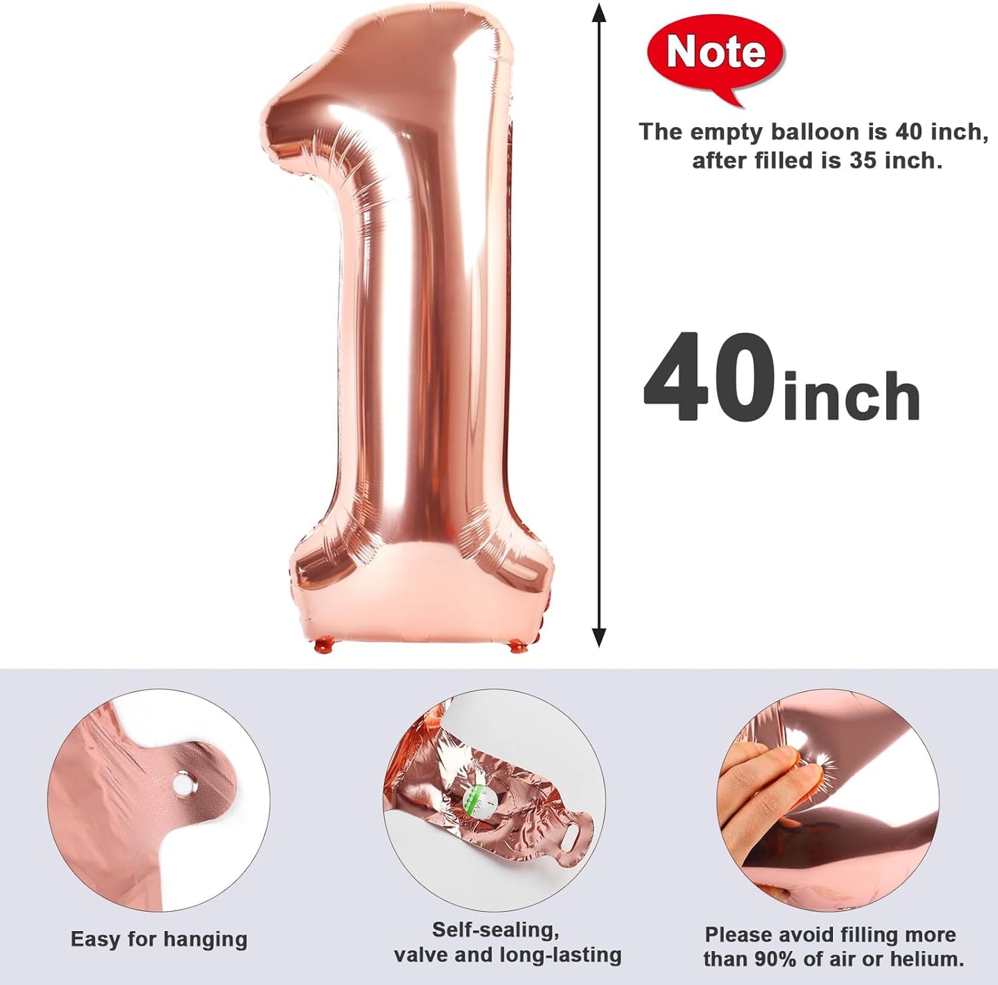 Skiennix 40-Inch Rose Gold Balloon Numbers - Perfect Sweet 16 Birthday Decorations | Large 1, 6, 16, 61