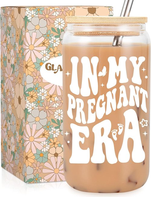 Fairy's Gift Iced Coffee Cup for Pregnant Women - Cute 16 oz Glass for New Moms | Perfect Pregnancy Gift