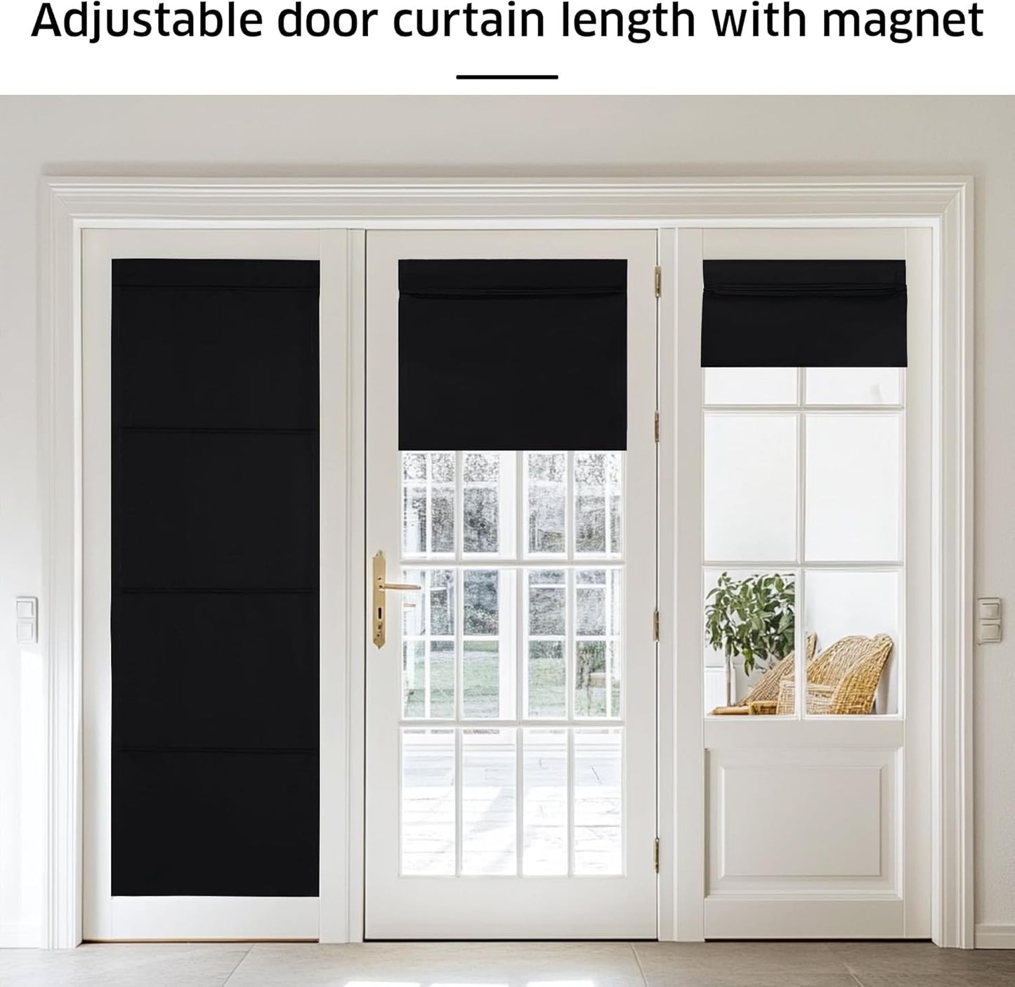 NICETOWN Magnetic Blackout Curtains - Thermal Insulated Privacy Blinds for French Doors | 1 Panel, Black 27"W x 64"L