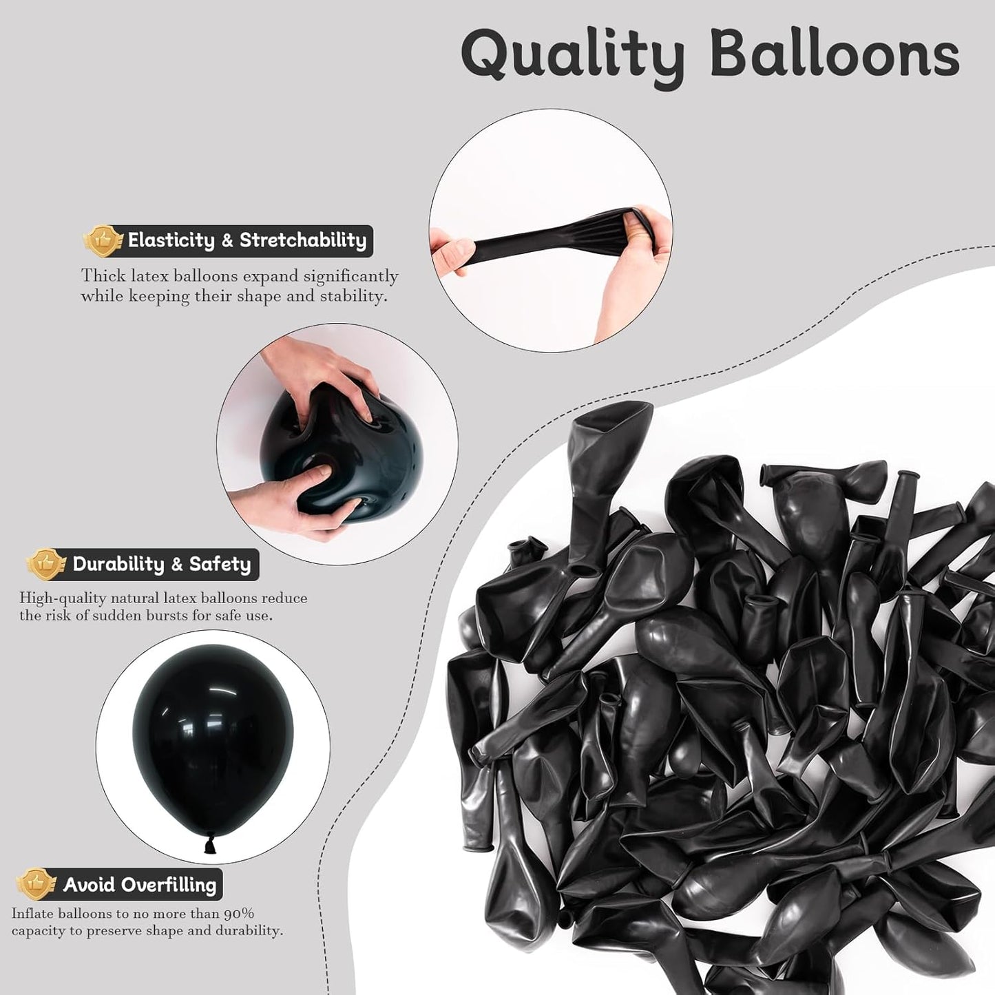 60 PCS Black Balloons by [Brand Name] - 12-Inch Latex Balloons for Birthday, Wedding & Baby Shower Decor