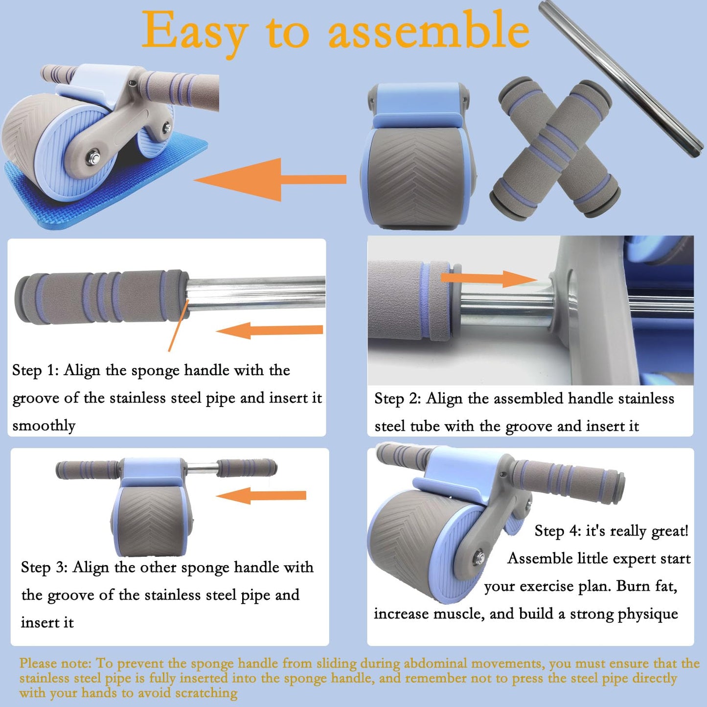 XINGJIEYUN AUTOMATIC REBOUND ABDOMINIUM ROLLER: Automatic rebound abdominal roller for exercise with knee pads, dual wheel balance design and cell phone holder, suitable for outdoor, home, office, gym, in the home gym using abdominal fitness roller for ab