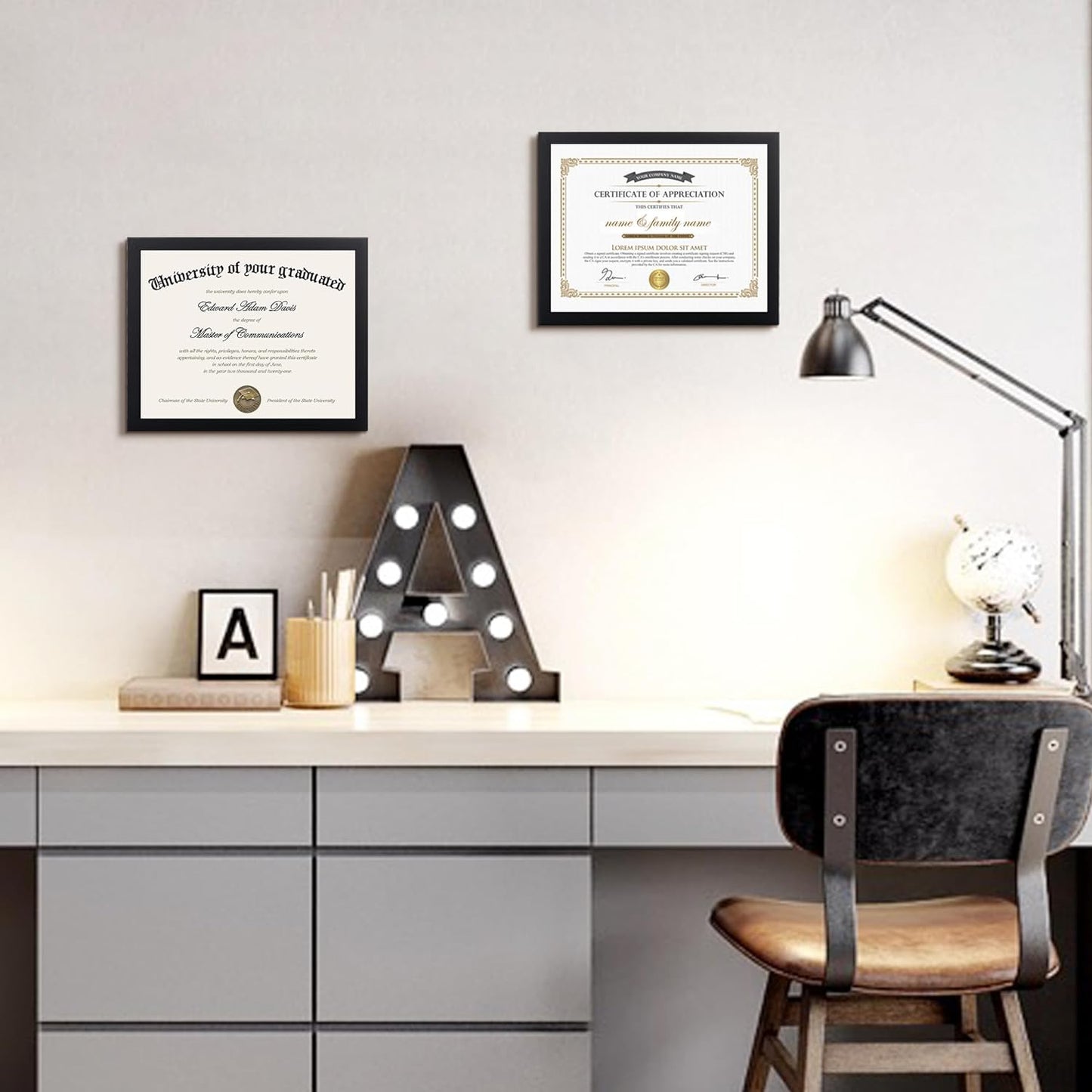Upsimples Certificate Frame - High Definition Glass Diploma Frames | 8.5x11 Inches | Black 5-Pack