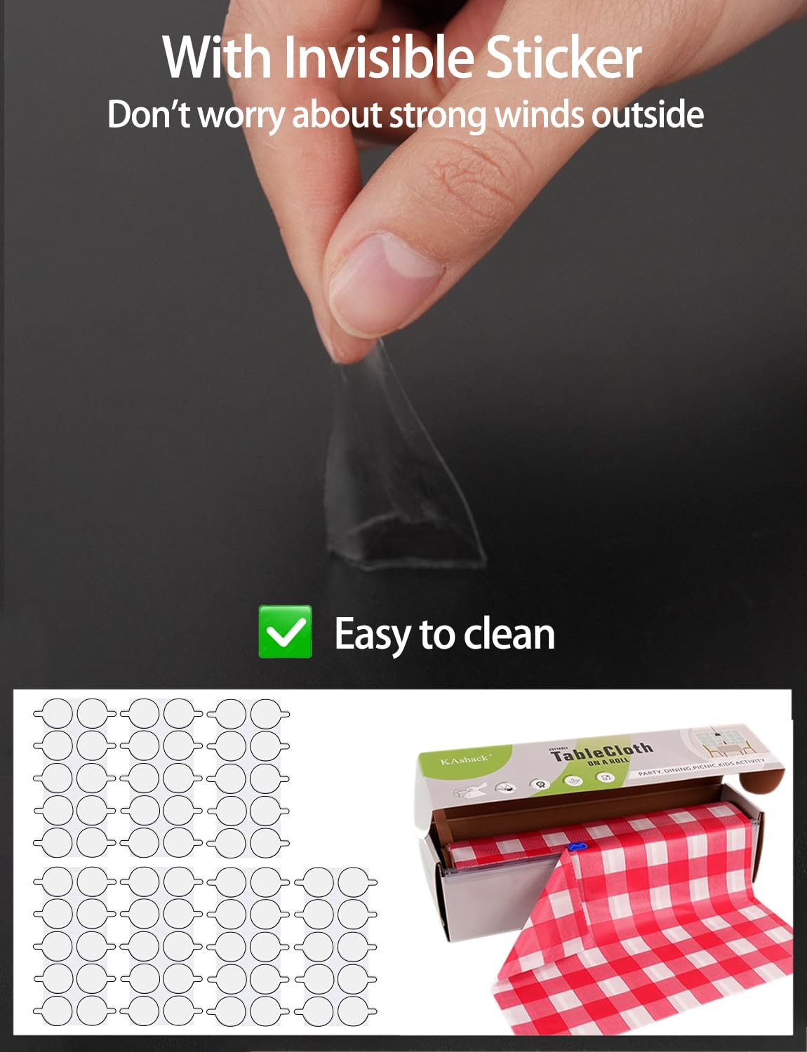 KAshack 54 in X 98.4 Ft Plastic table cloth Roll disposable Red and White Gingham Tablecloth with Slide Cutter Box for rectangle round Tables,Picnic,Camping,Party,Happy Birthdays,[with Fixed stickers]