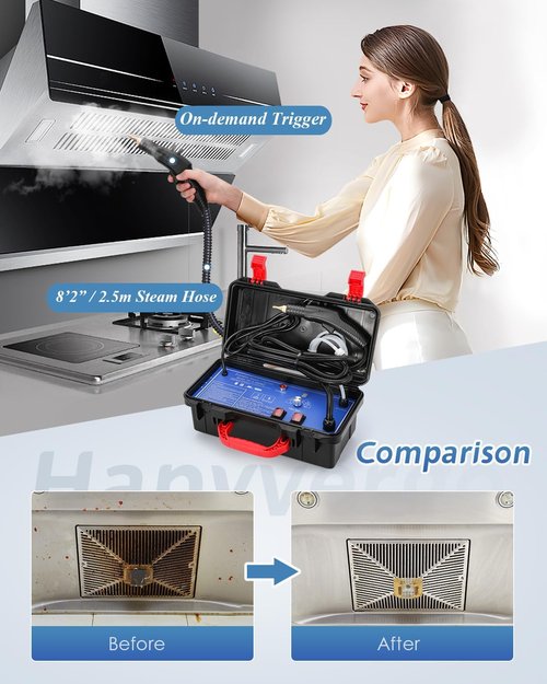 High Pressure Steam Cleaner - 1700W Heavy Duty Portable Steamer for Grout, Tile & Auto | 110V