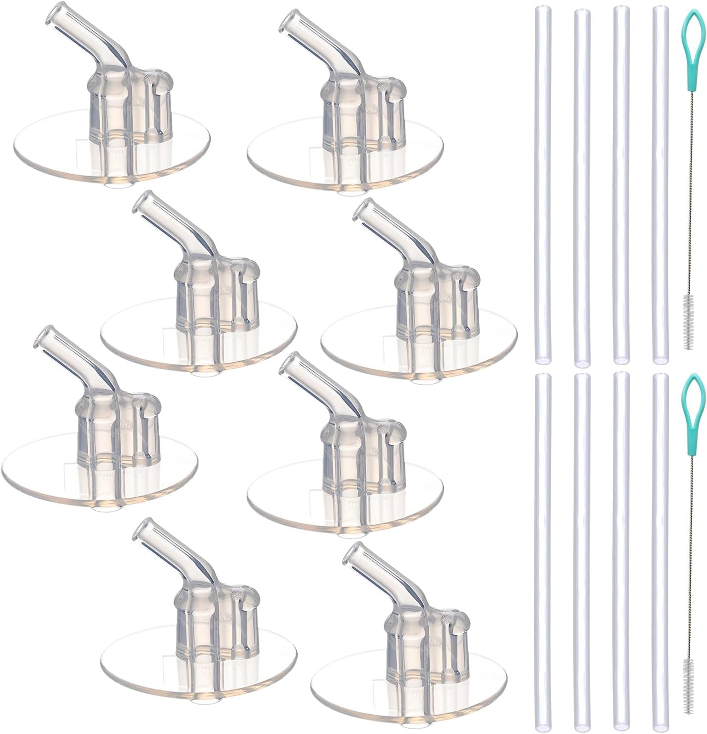 Thermos Replacement Straws - 8 Silicone Sipper Straws & Cleaning Brushes for 12 Ounce Bottle