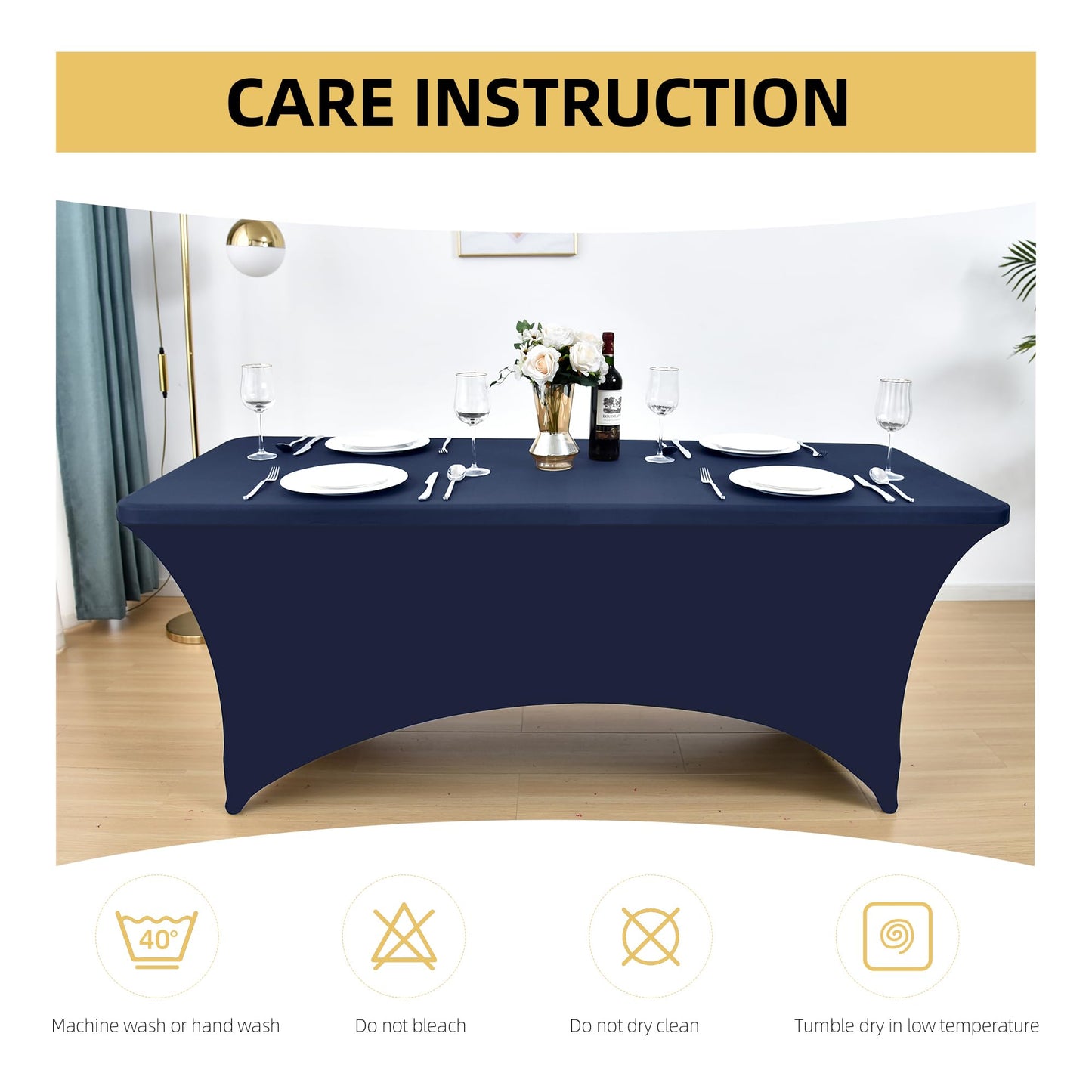 ZarzaaSik 10-Pack 8ft Spandex Table Covers for Rectangle Folding Tables - Washable Elastic Tablecloth - Ultimate Fitted Table Protector for Parties, Trade Shows, Banquet, and Wedding