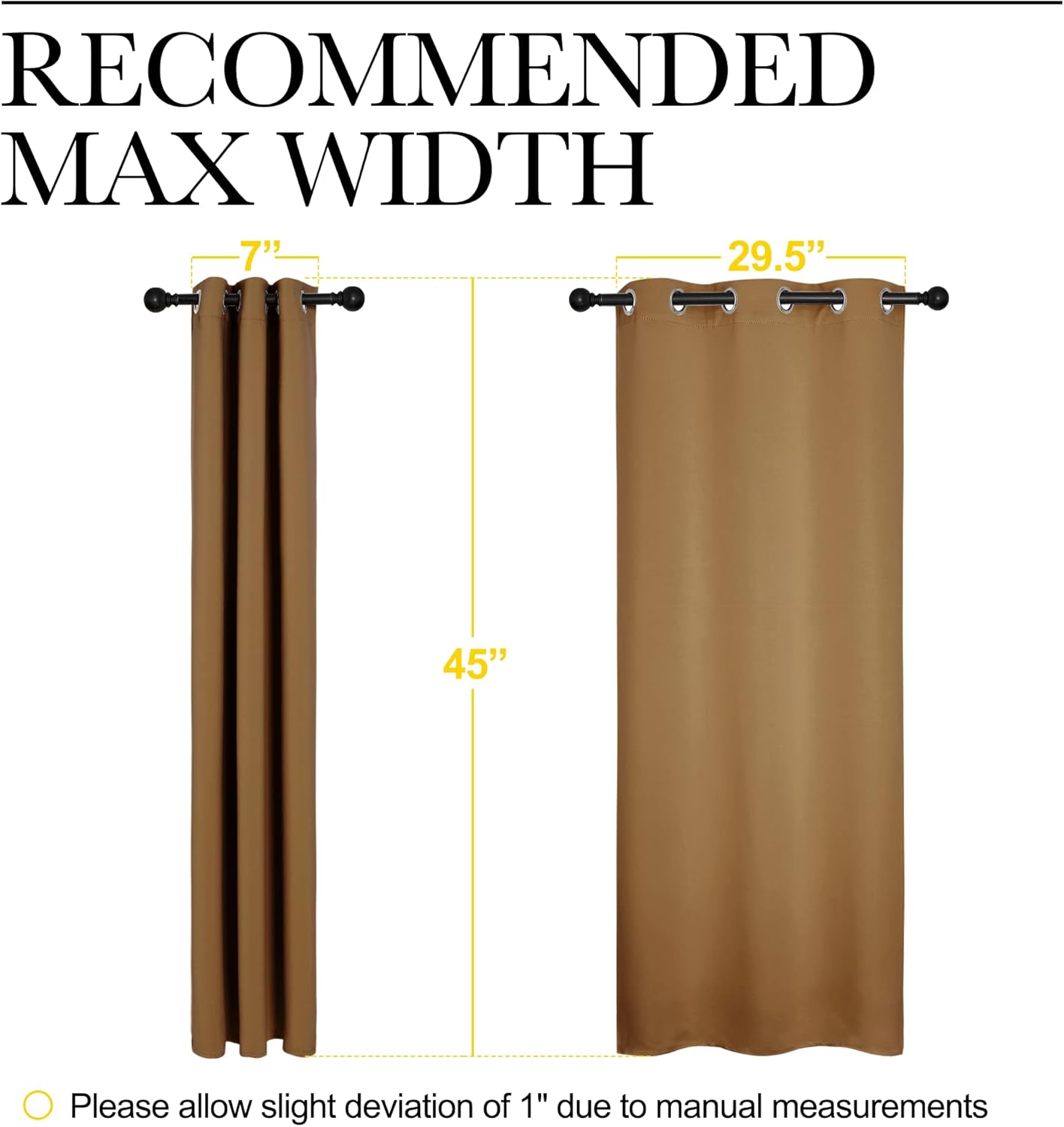 NICETOWN Blackout Curtains - Noise Reducing & Draft Blocking | 45-Inch Length, Gold Brown (2 Panels)