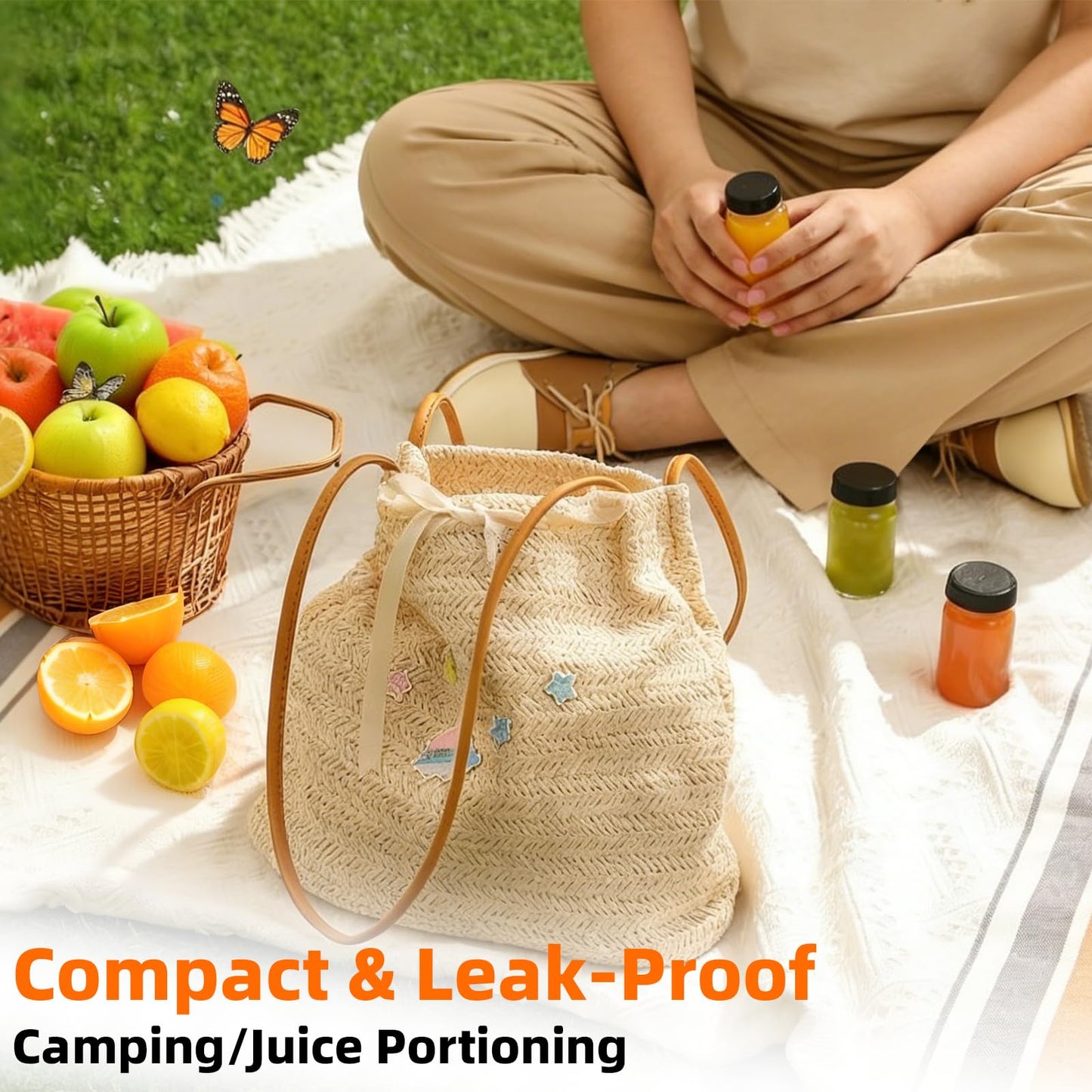 SAIAOKJ 9 Pack Glass Bottles with Lids - 2 oz Wide Mouth Leakproof Reusable Juice Travel Bottles with Labels for Ginger Shot, Turmeric Juice, Whiskey & Camping