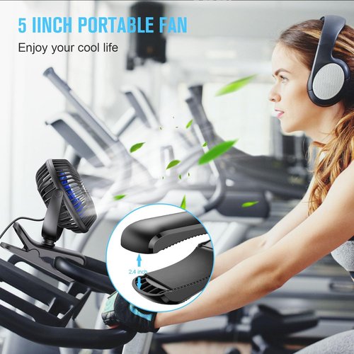 BESKAR Portable USB Clip-On Fan - 3 Speed Quiet Desk Fan with Strong Airflow & Sturdy Clamp