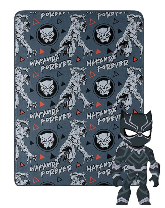 Northwest Character Hugger Pillow & Silk Touch Throw Blanket Set, 40" x 50", Black Panther - Panther Claws