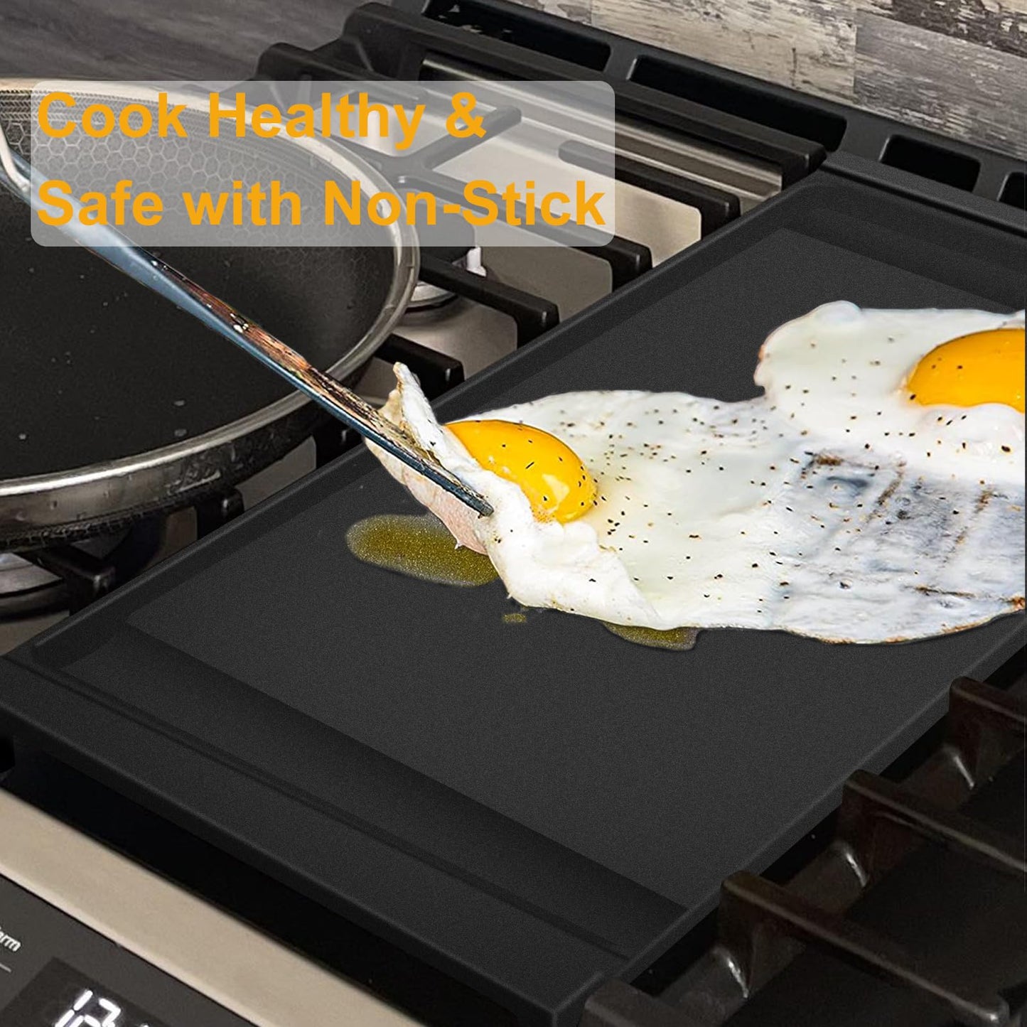 UPGRADED WB31X24738 Cast Iron Griddle Replacement for GE Gas Range, 9×19.5 Inch Nonstick Center Griddle, Food Grade Flat Cooktop Plate for GE Stove Parts