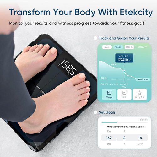 Etekcity Smart Scale - Accurate Bluetooth Body Weight & Health Monitor | BMI, Body Fat, Muscle Mass, LED Display