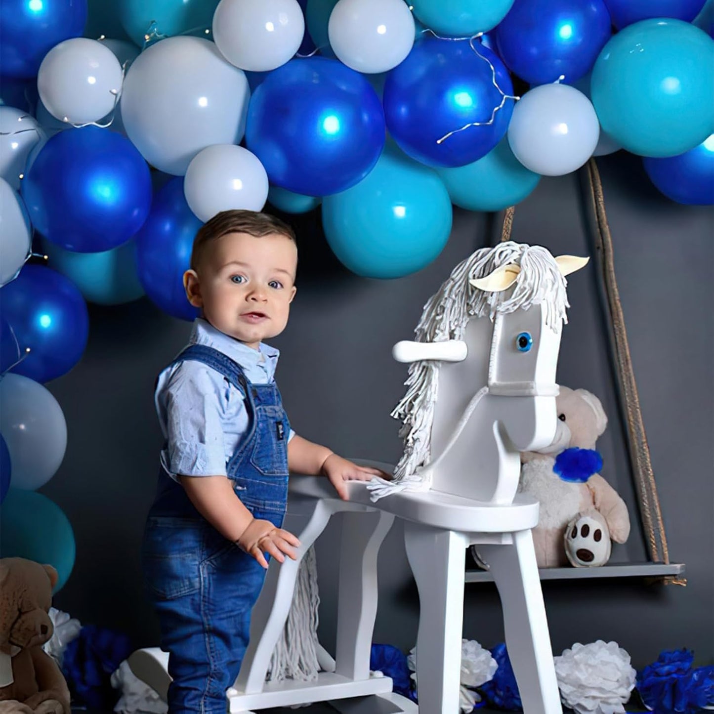 PartyWoo Pearl Blue Balloons - 50 Pcs 12 Inch Sky Blue Latex Helium Balloons for Celebrations