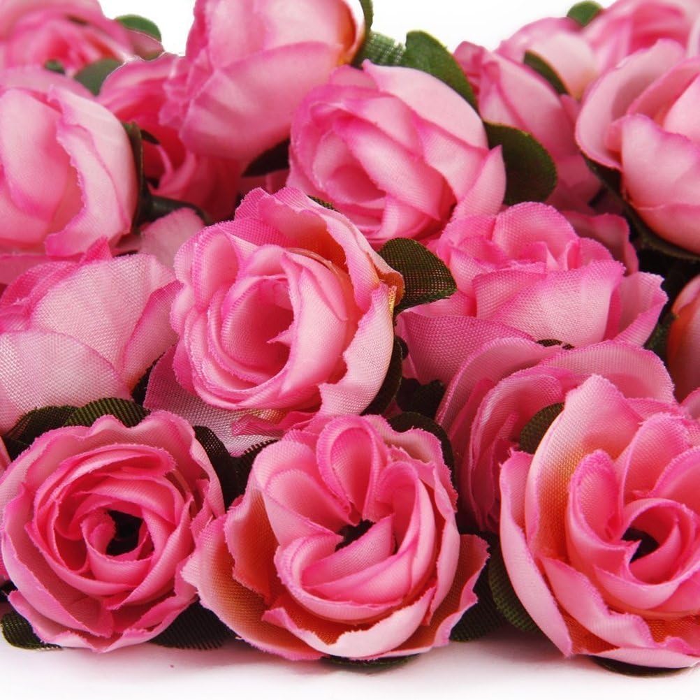 50pcs Pink Artificial Rose Flower Heads for Wedding Decorations - Tinksky
