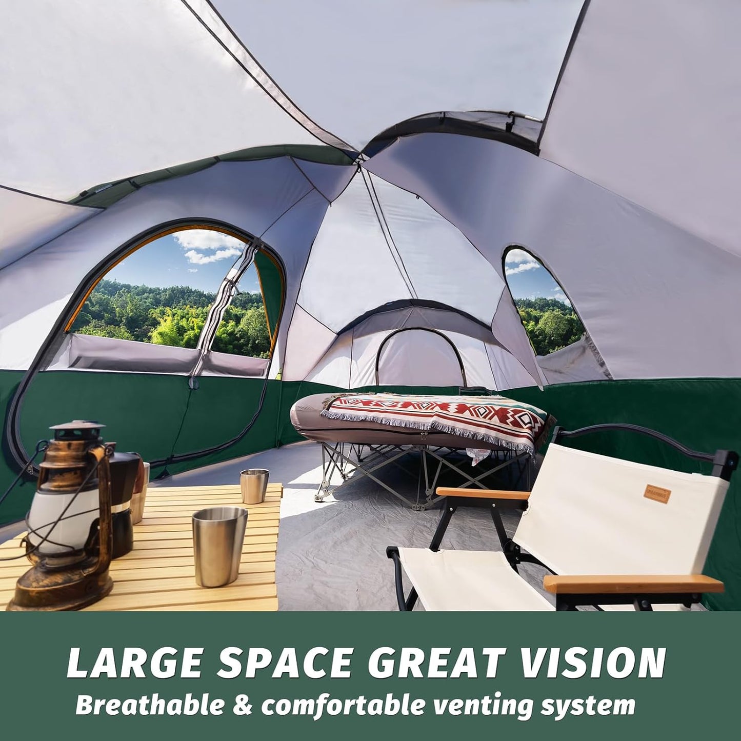 UNP Camping Tent - Spacious 10-Person Family Tent with 5 Large Mesh Windows | Waterproof & Weather Resistant, 18ft x 9ft x 78in